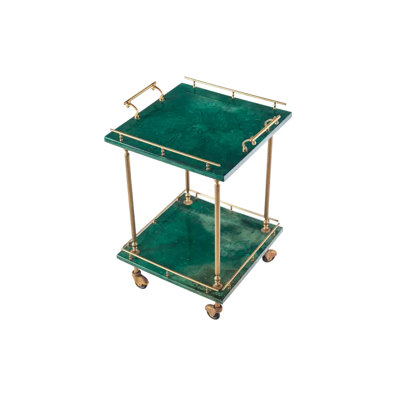 Aldo Tura Mid-Century Modern Bar Cart In Leather And Brass 1