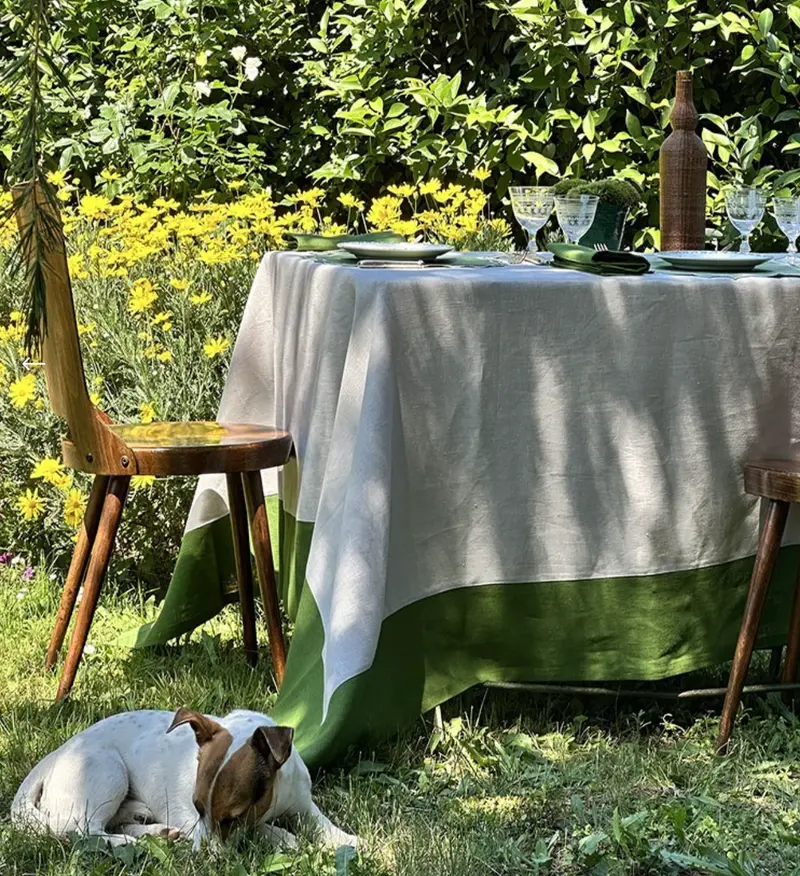 Bauhaus-Inspired Linen Tablecloth By Borgo Delle Tovaglie, Italy 1