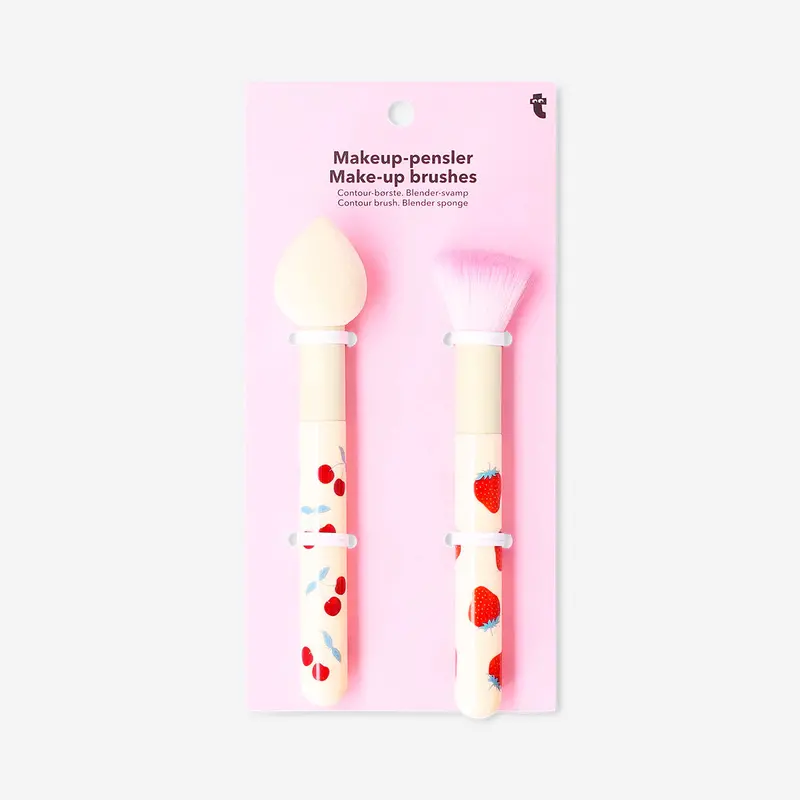 Berry-Print Makeup Brush Set – 2-Piece Cosmetic Tools 1