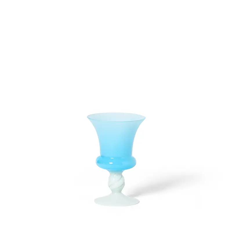 Blue Opaline Glass Vase – Handmade European Decorative Accent 1