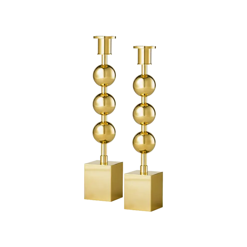Brass Triple-Knob Candlestick Holder 1