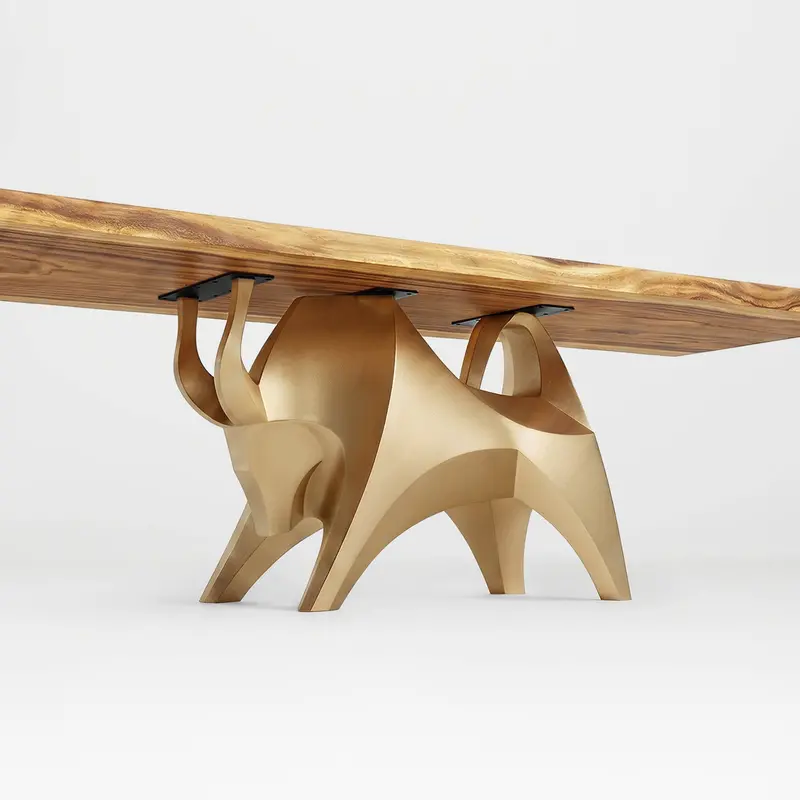 Brushed Gold Table Base – 28.5" Luxury Finish For Live Edge Wood Tables 1