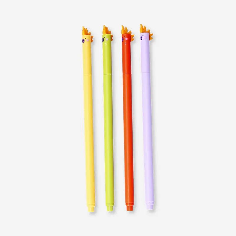Colorful Glitter Gel Ink Pens With Playful Parrot Toppers (Set Of 4) 1