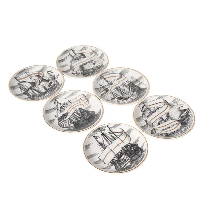 Fornasetti Decorative Cocktail Plates – Limited-Edition Set Of 6 1