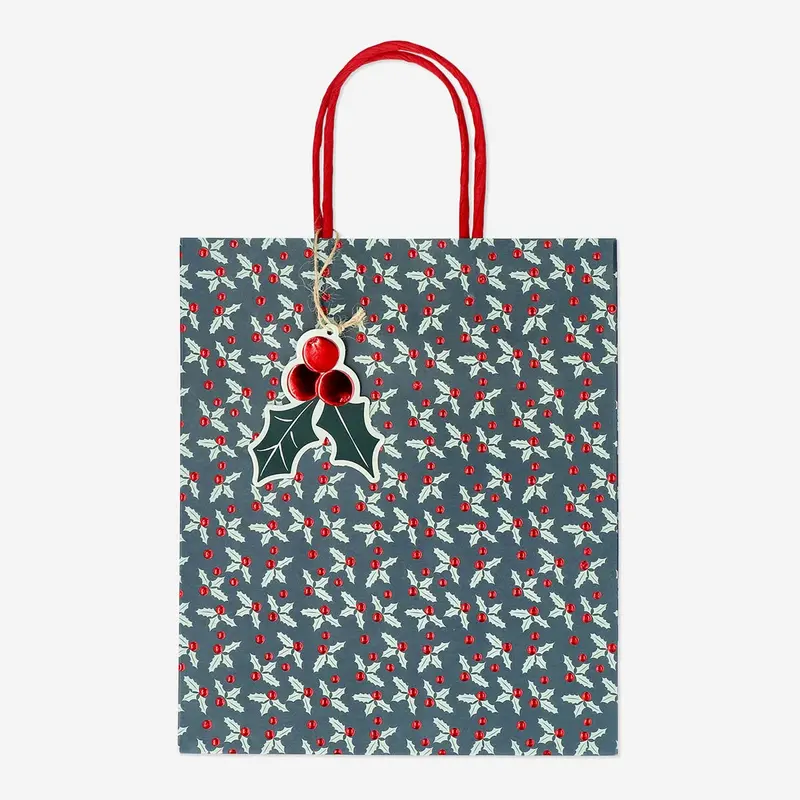 Holly-Embossed Premium Gift Bag – Elegant Finish 1