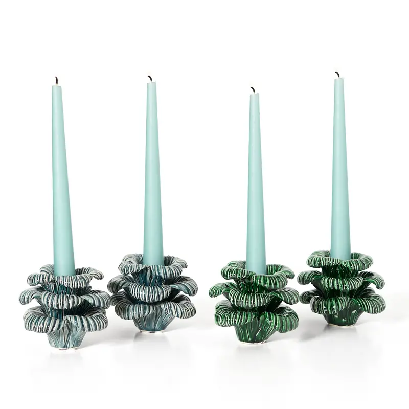 Jean Roger Mini Folies Bergère Candlestick Pair – Parisian Ceramic Sculpture 1