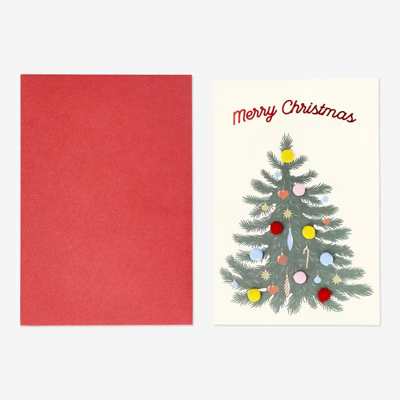 Pom-Pom Adorned Christmas Tree Greeting Card With Envelope 1
