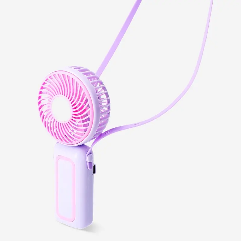 Purple And Pink Handheld Fan With Wrist Strap – Portable Summer Accessory 1