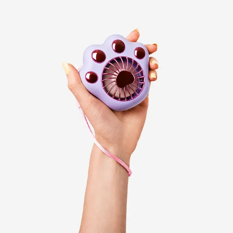 Purple Paw Print Hand Fan – Foldable Portable Cooling Fan 1