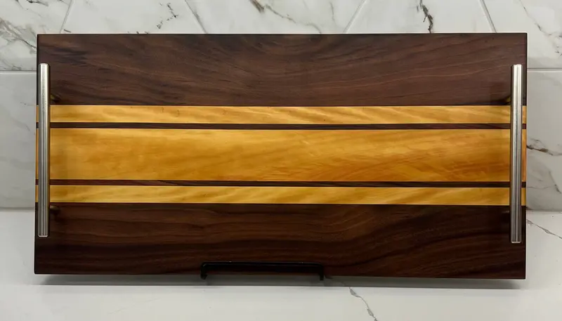 Walnut And Yellowheart Serving Tray – Warm-Toned Wooden Platter 1