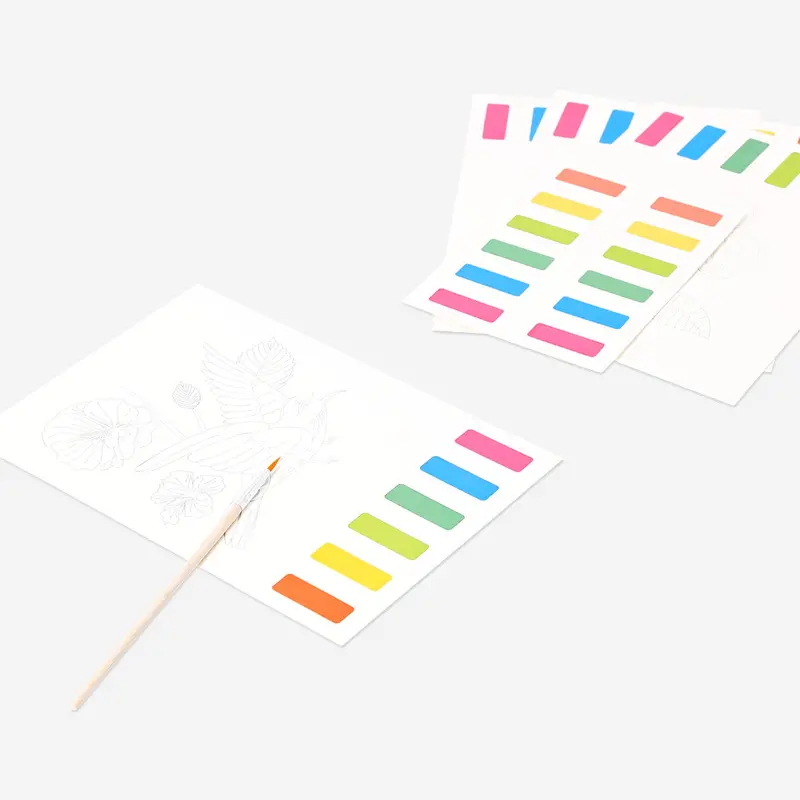 Watercolor-Themed Embossed Art Sheets With Paint Set 1