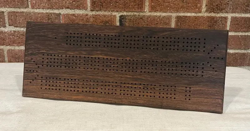 Zebrawood Cribbage Board Featuring Laser-Engraved Scoring Track 1